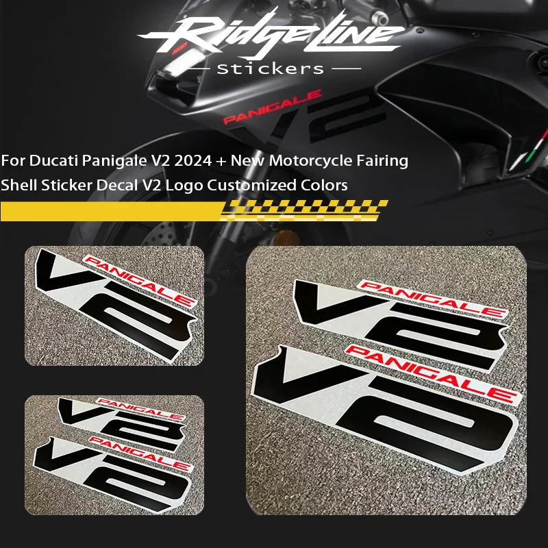

For Ducati Panigale V2 2024 + New Motorcycle Fairing Shell Sticker Decal V2 Logo Customized Colors