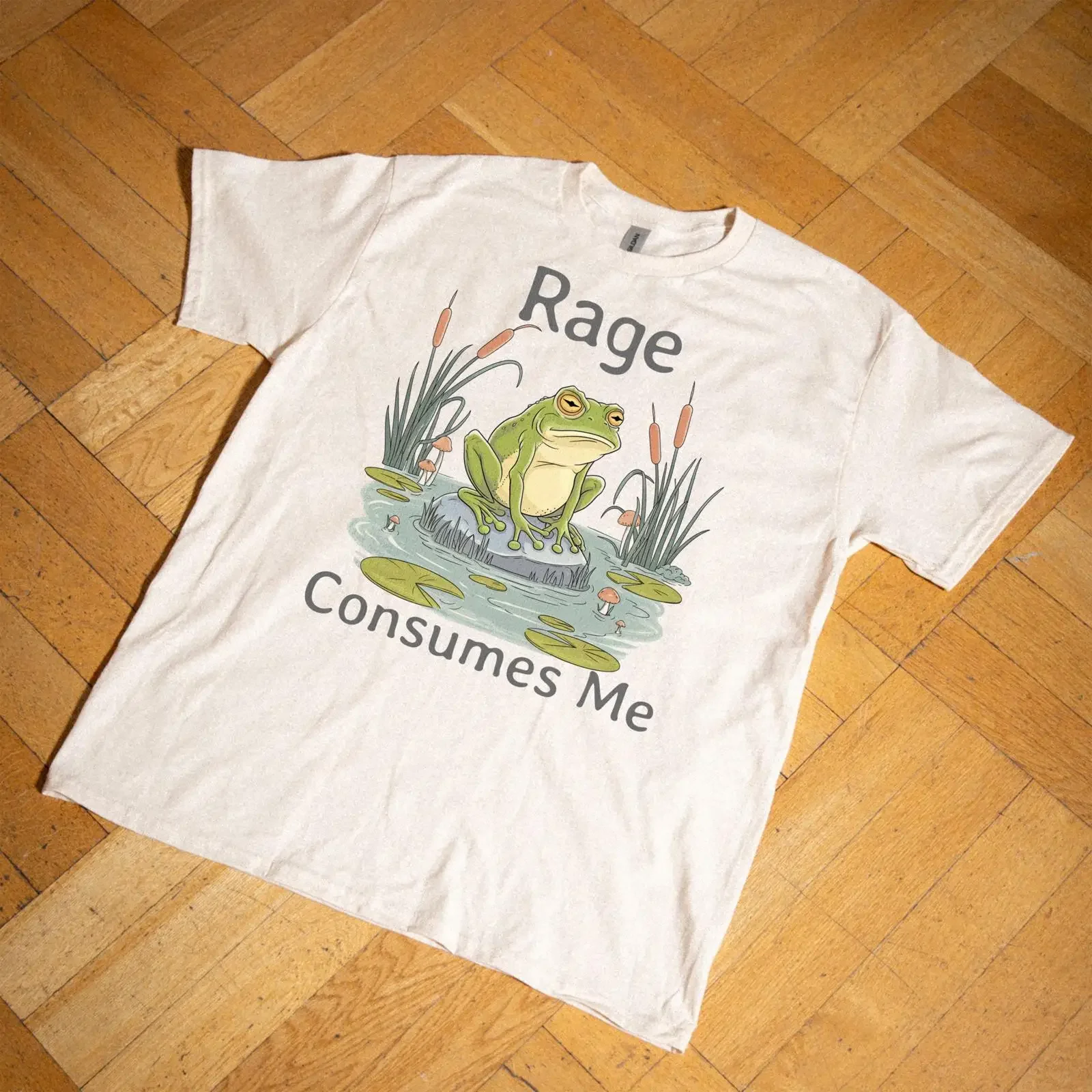 Rage Consumes Me Funny Meme Frog Pond T Shirt Vintage Style Retro Nature Lover  vintage Washed designer clothes fashion Soft