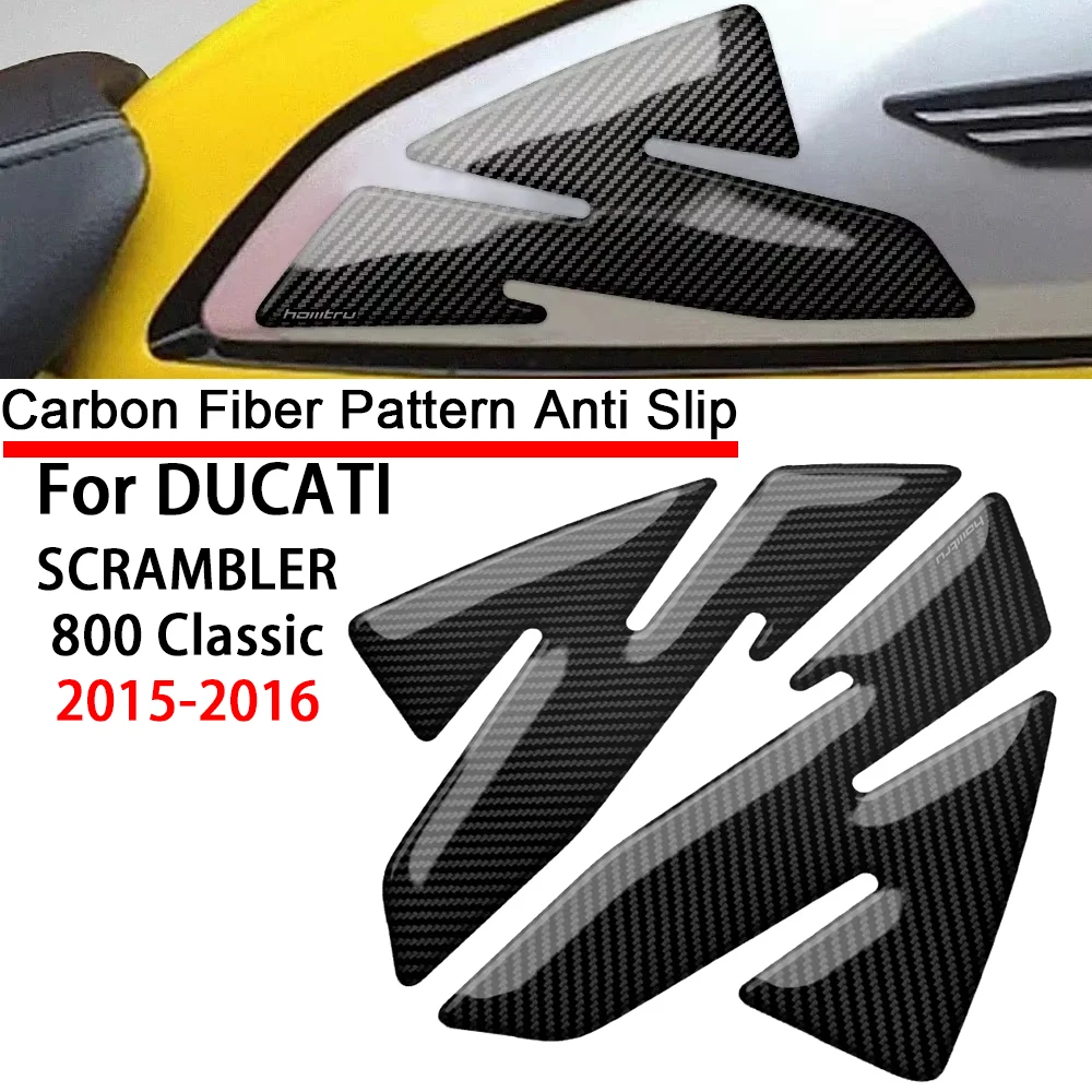 For Ducati SCRAMBLER 800 Classic 2015-2016 3D Carbon-look Motorcycle Side Fuel Tank Pad Knee Grip Protection Sticker