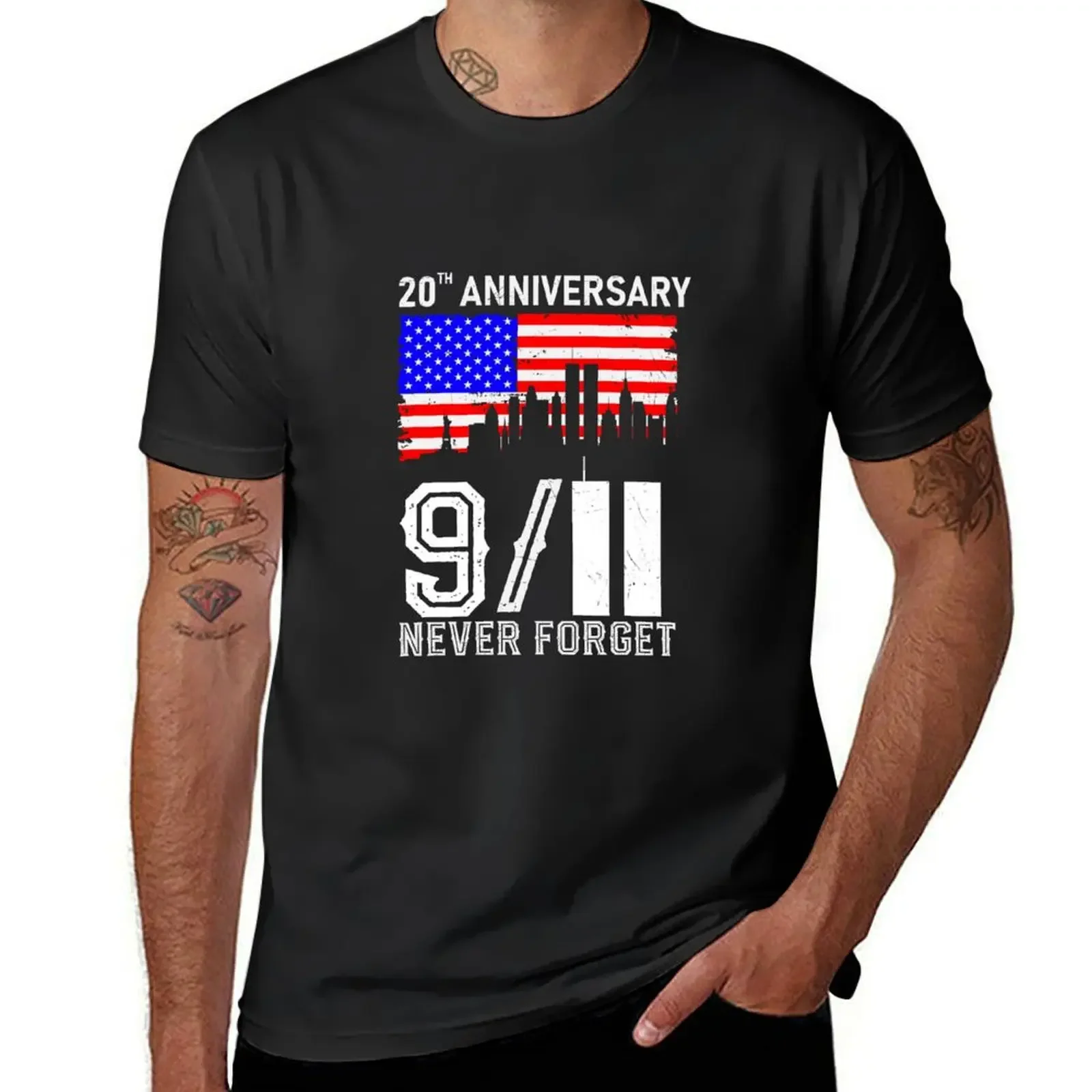 9 11 Never Forget 20th Anniversary 9 11 Memorial T-Shirt plain baggy shirts Short sleeve tee mens clothes