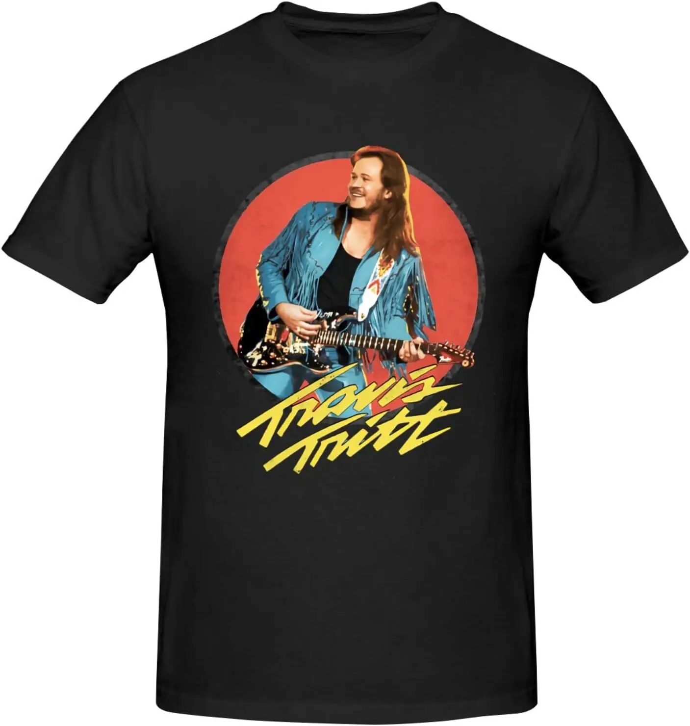 Travis Music Tritt Shirt Fashion Performance Basic Short Sleeve T-Shirt, Classic Crew Neck Casual Top Black Large