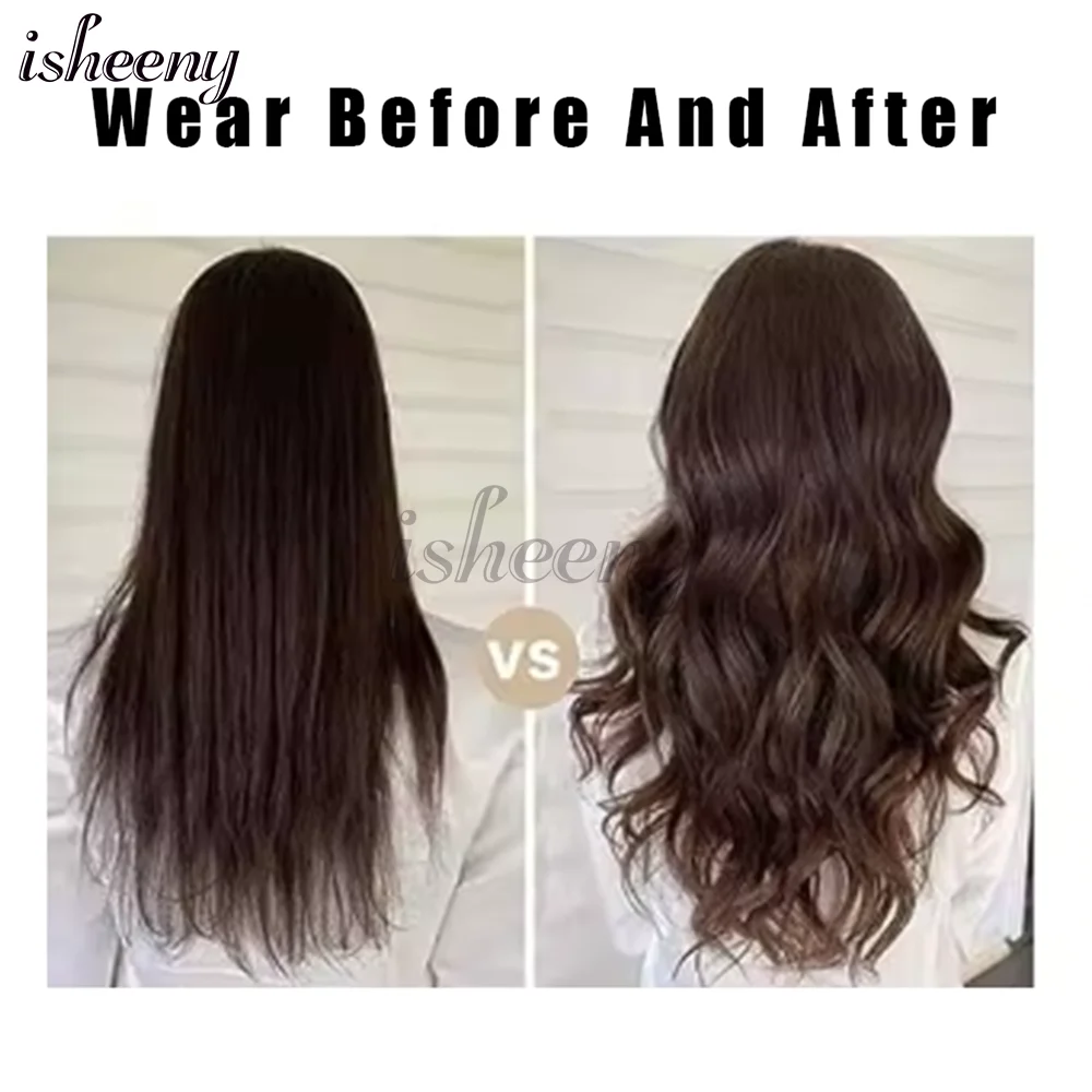 Ishenny PU لحمة شعر مسطحة 12 16 20 بوصة حقيقي طبيعي بني داكن مستقيم حزم شعر بشري طويل لا شعر مستعار للنساء