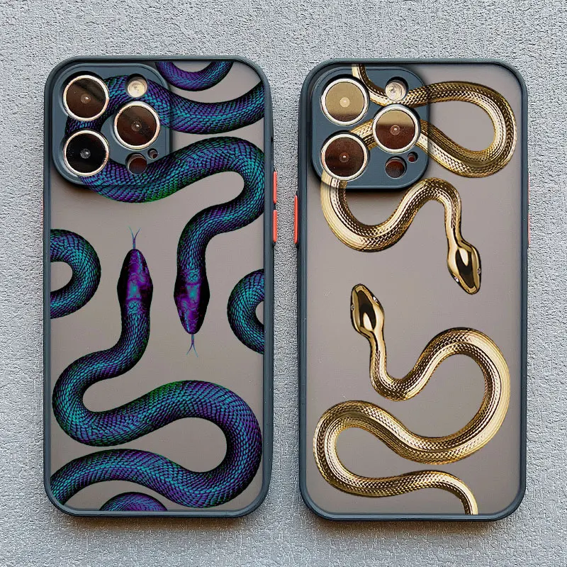 Capa de telefone de cobra dourada preta luxuosa, capa traseira exclusiva dragão à prova de choque, iPhone 16 Plus 15 14 13 12 11 Pro Max Mini X XR