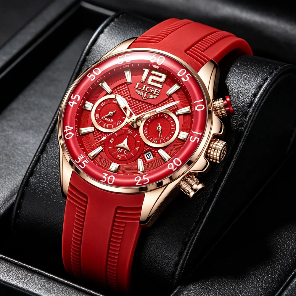 

LIGE Silicone Sports Mens Watches Waterproof Quartz Wristwatches Chronograph Date Male Clock Fashion Watch for Men Montre Homme