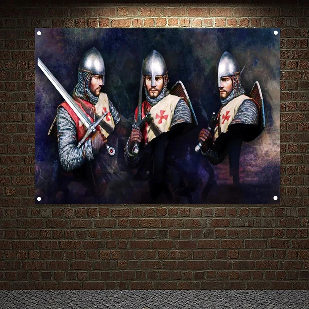 

Knights Templar Banners Wall Art Knights Templar Armor Retro PostersCanvas Painting Home Decor Ornaments Mural Wall Sticker D41