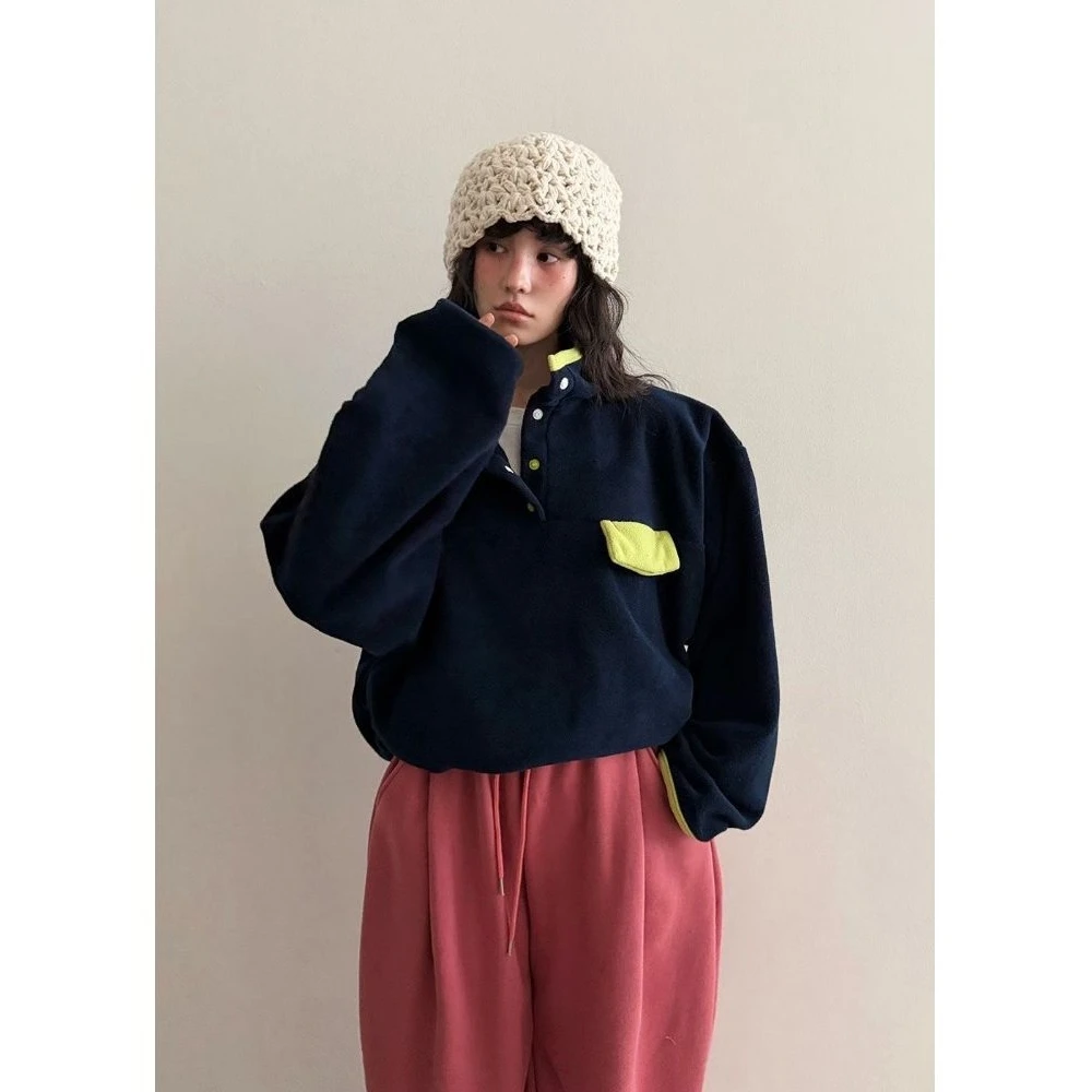 

Модный женский свитшот с высоким воротником Dongda Gate, осенне-зимняя новинка, повседневный, с длинным рукавом, из полиэстера