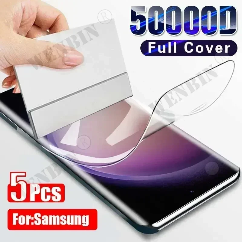 5Pcs Hydrogel Film For Samsung S25 S24 S23 S22 Ultra Plus S24 FE Full Cover Screen Protector For Samsung A56 A55 A36 A35 A26 A16