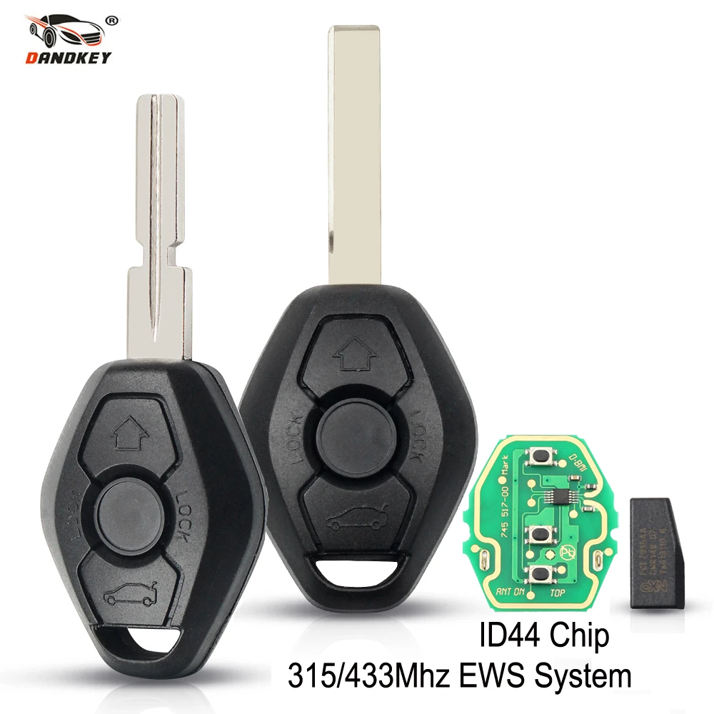 

Dandkey Remote Car Key For BMW EWS System ID44 PCF7935 Chip 315MHz/433MHz For BMW X3 X5 Z3 Z4 1/3/5/7 Series HU92/HU58 Blade