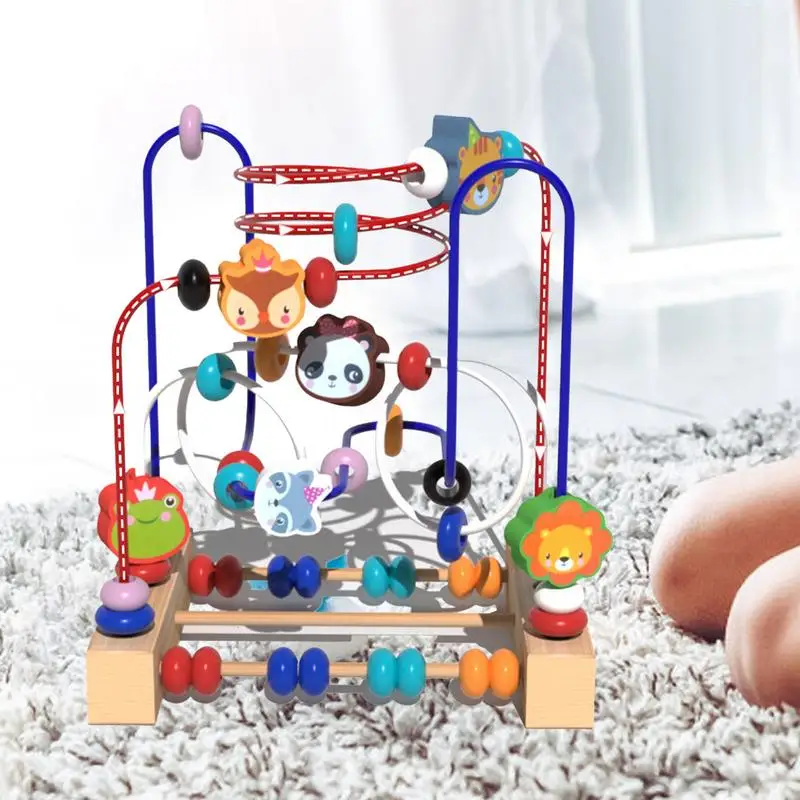 Bead Roller Coaster Toy Animal Educational Puzzle Tracks Colorful Roller Coaster Activity Game For Toddler Boys Girls Kids