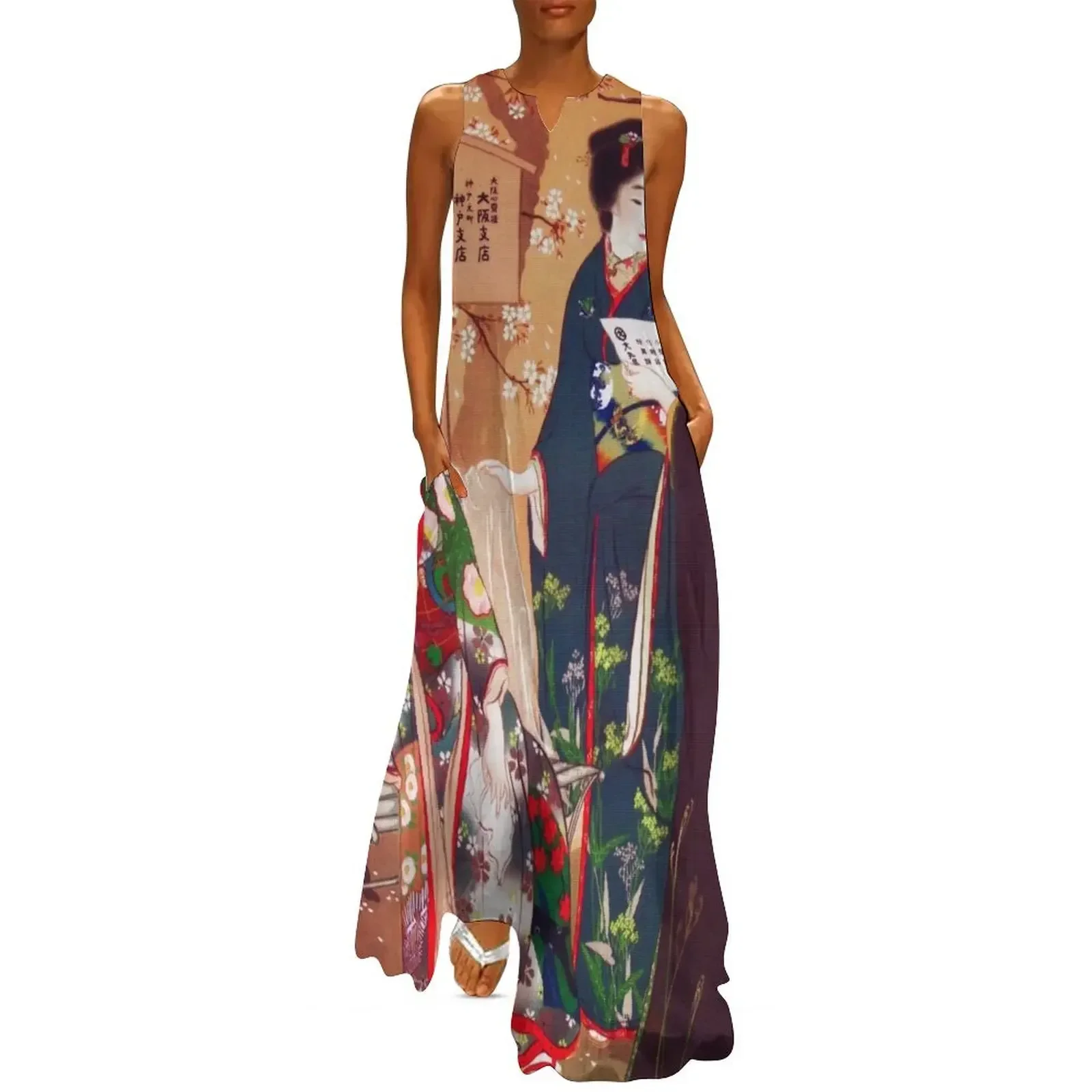 

Vintage Japanese Kimono Shop Ad Long Dress dress summer Dress
