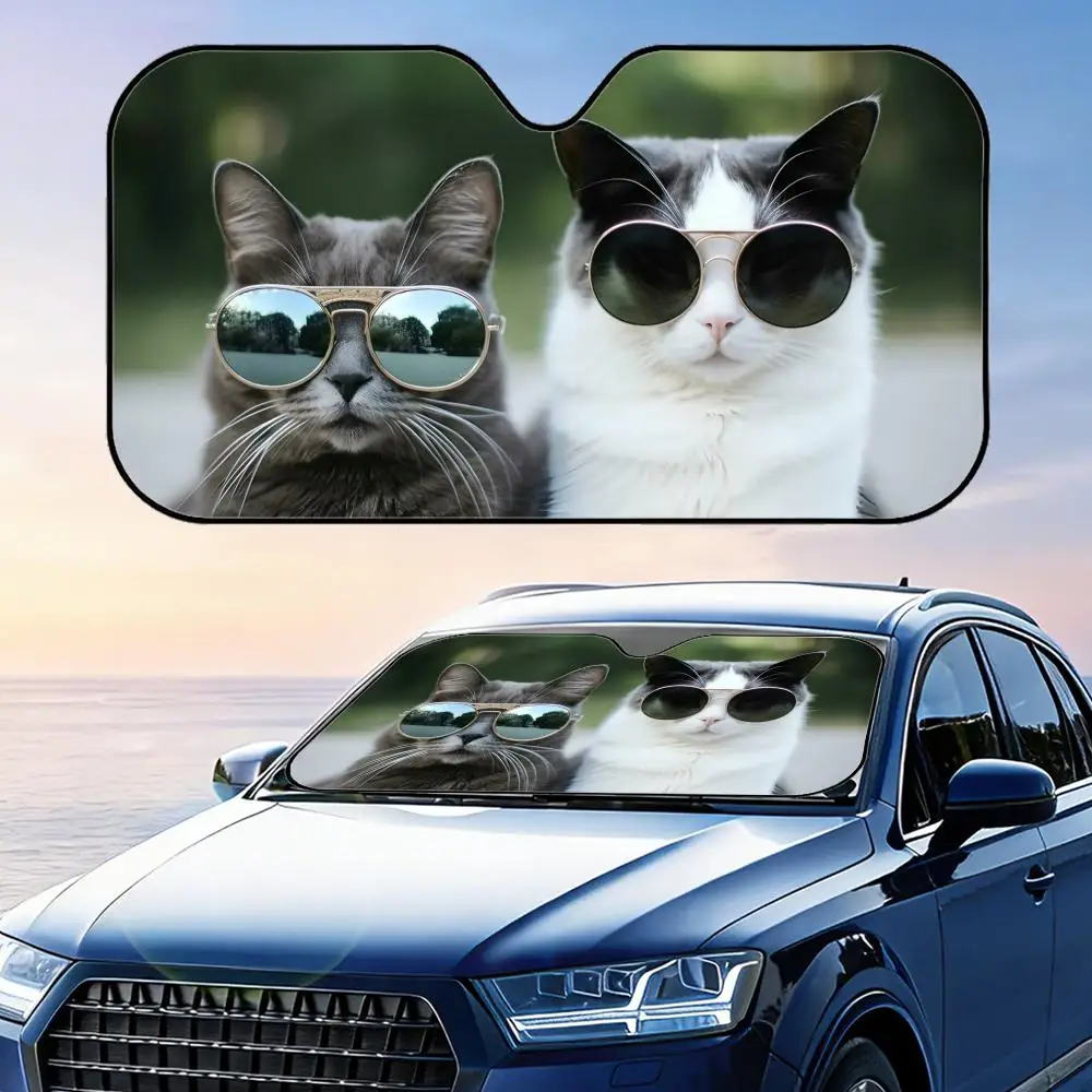 

Cute Cat Avatar Sun Visor Foldable Car Windshield Sun Shade UV Protection Reflective Heat Insulation Reusable Cover