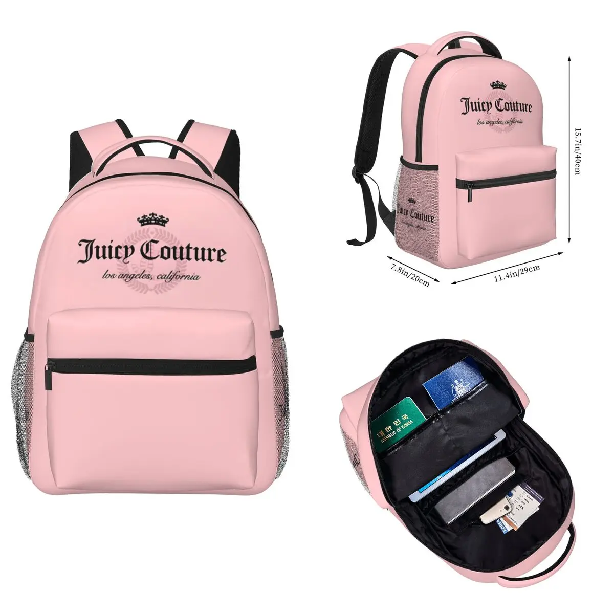 Mochila Juicy-C-Couture para hombres y mujeres, mochila de moda para estudiantes, mochila de negocios, bolso de hombro universitario de 16 pulgadas