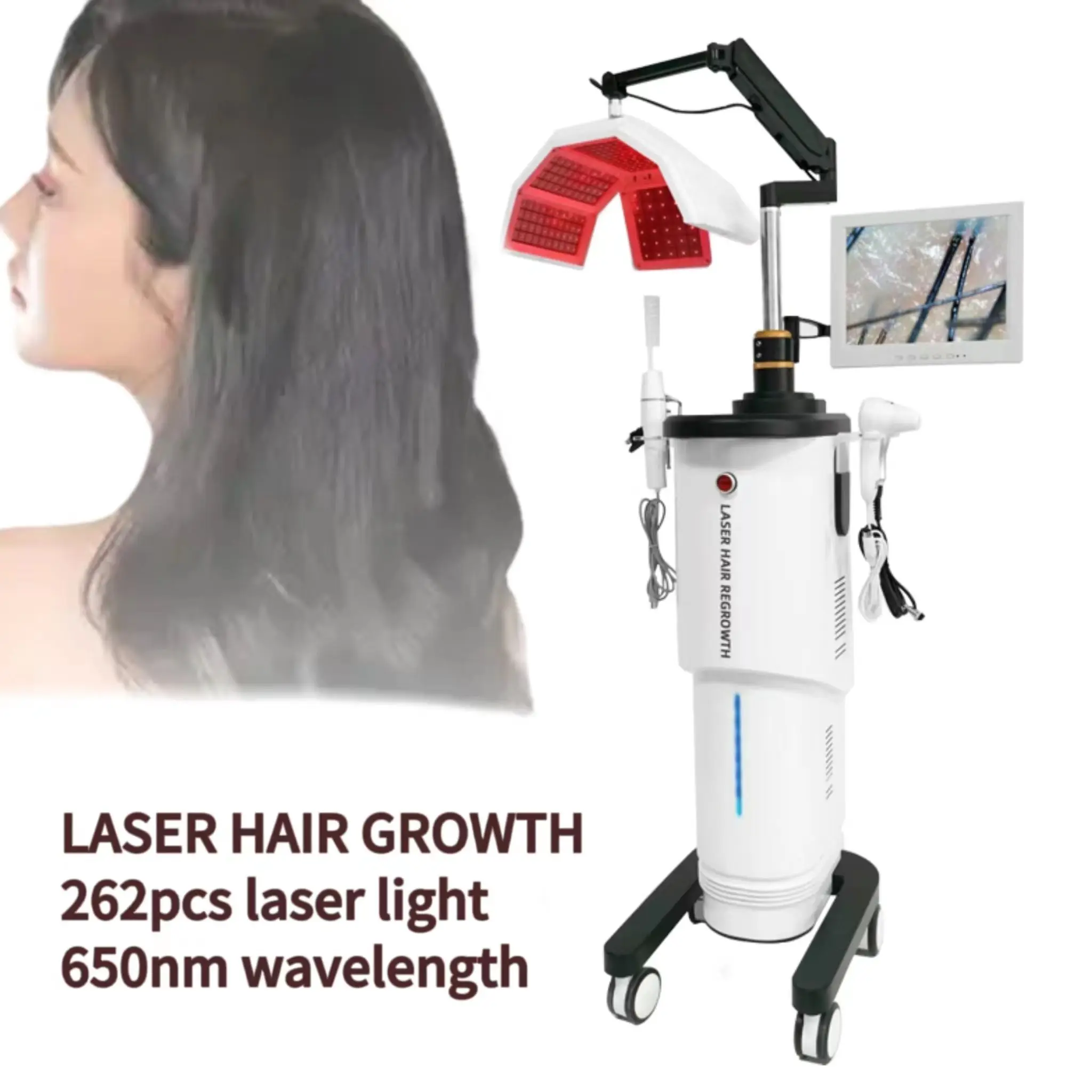 Professional Hair growth Machine Analyzer Deep 650mm Diode 6 in 1 grow Hair loss care Regeneration therapy Follicle Stimulation