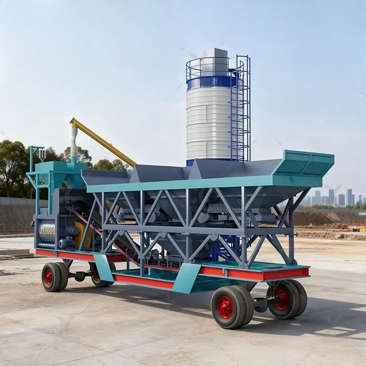 Planta de Concreto Móvil a Precio de Fábrica, 60m³/h, JS1000, Mezcladora Hidráulica, Motor de Accionamiento Hidráulico, Hormigonera de Instalación Rápida