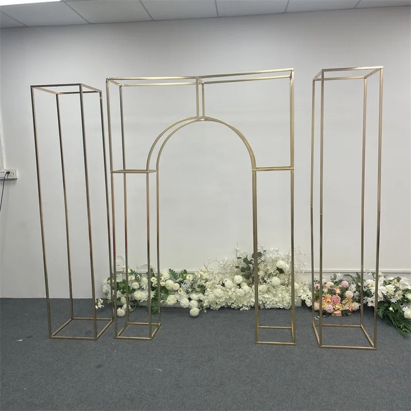 

2023 New Wedding Arches Display Stand for Flower Shelf Outdoor Decorative Framework Silver Gilded Arch