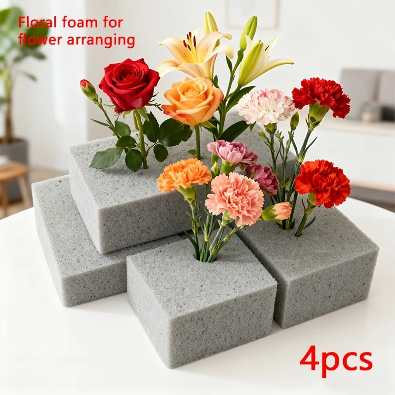 

4 шт. высокоплотных флористических блоков из флористической пены, серые впитывающие губки для букетов, корзин, поделок, садовых принадлежностей
