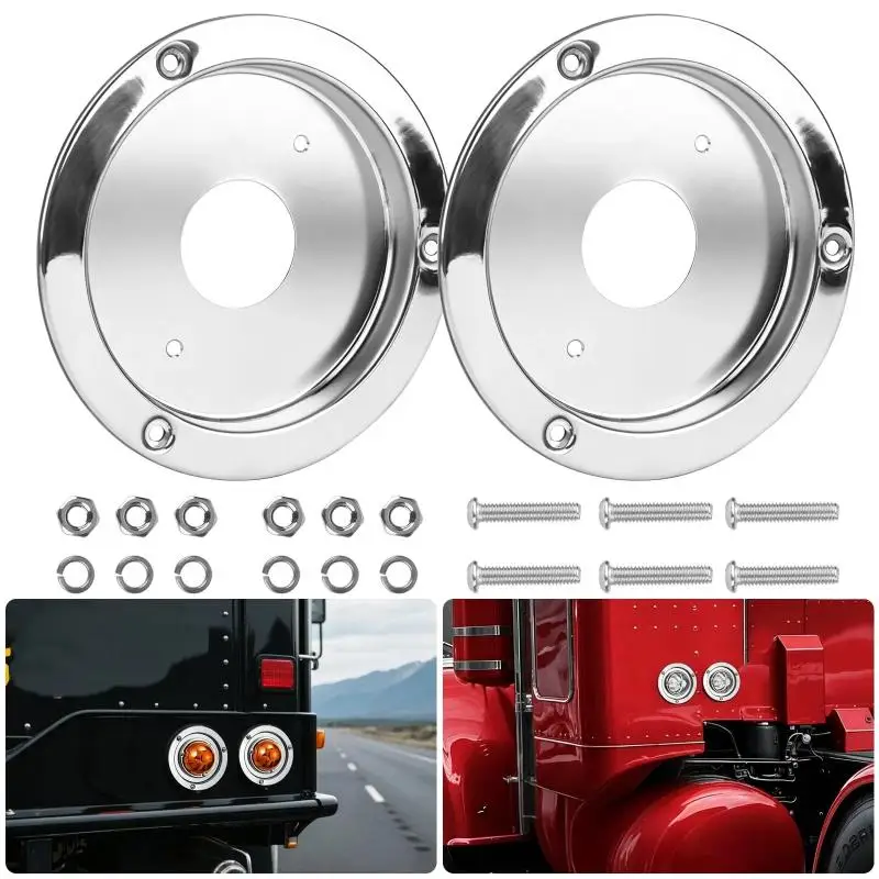 Watermelon Lights Mounting Bracket Tail Light: Side Marker Chrome Bezel Rear Holder RV Truck