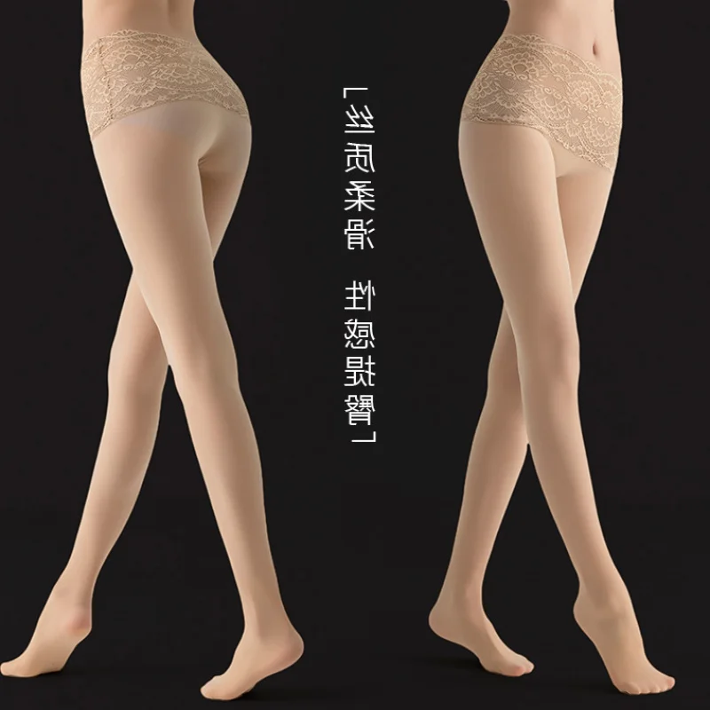 Sexy Lace Trim Seamless 30D High Density Smooth New Model  Oil Silk Stockings 912 Needle Nylon Tights Women's Leggings