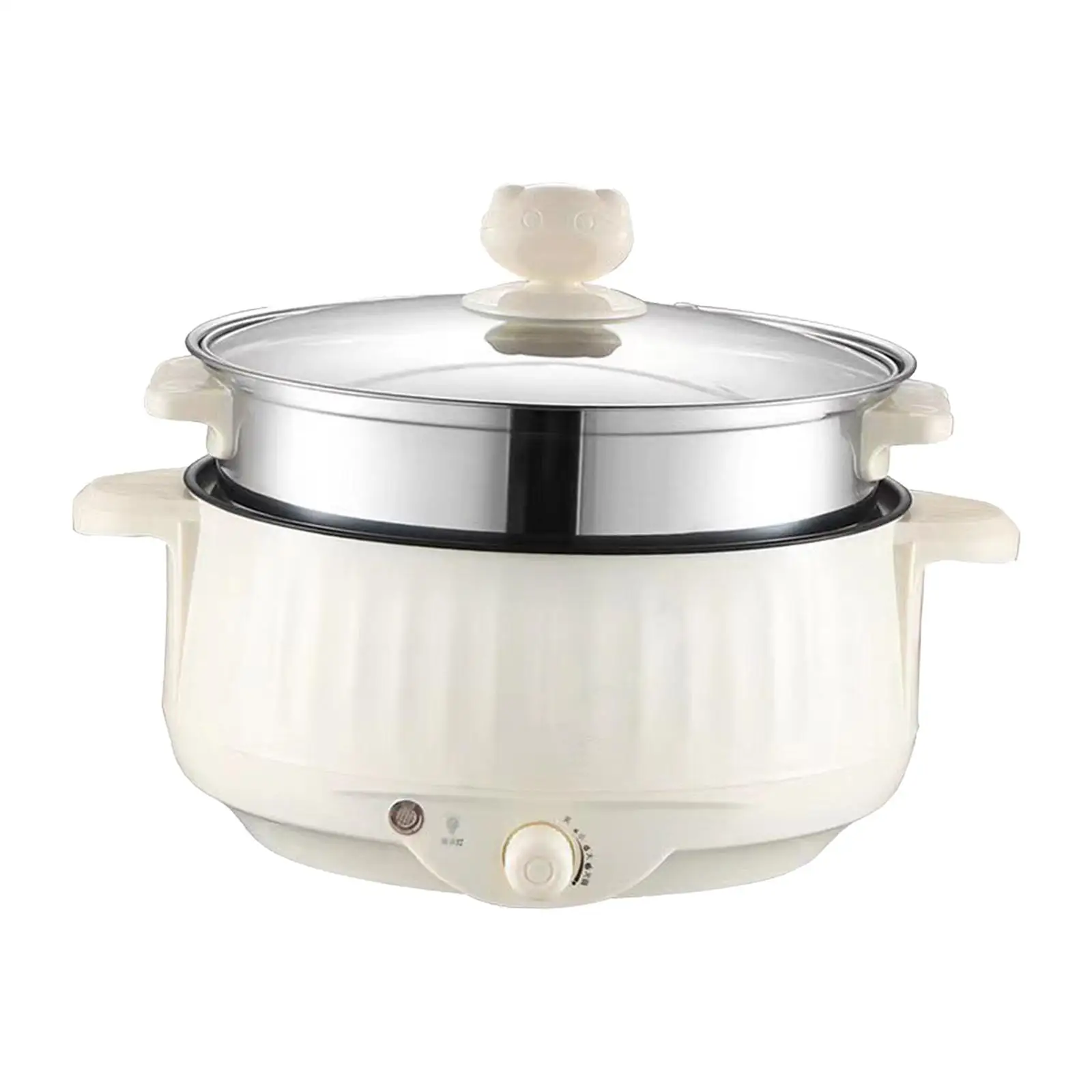 Electric Cooking Pot Nonstick 1.7L Stainless Steel Multifunctional 3 Gear Electric Skillet for Noodles Ramen Porridge Eggs