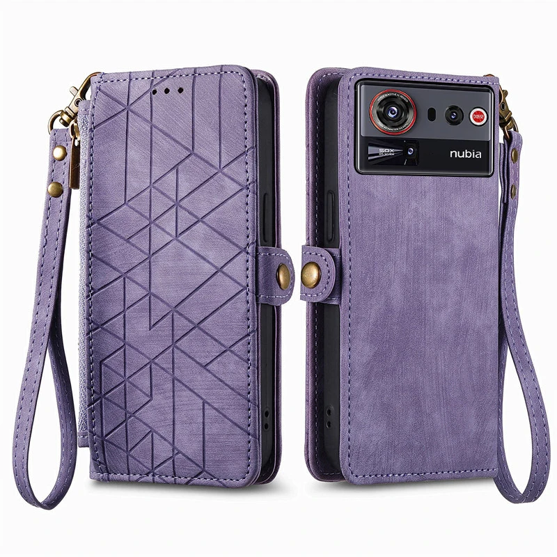 

geometric pattern leather Cover For ZTE nubia Z40 Z50 Z60 Z70S Z70 Z80 Ultra Z60S Z50S Z40S Pro card Slot Wallet phone Case
