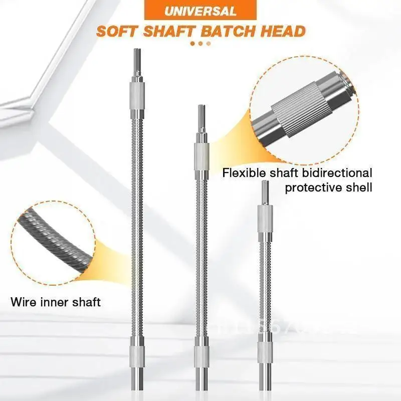 Universal Flexible Screwdriver Hex Shank Extension 1/4'' 150/400mm Soft Shaft Batch Head For Electric Drill Bit Holder