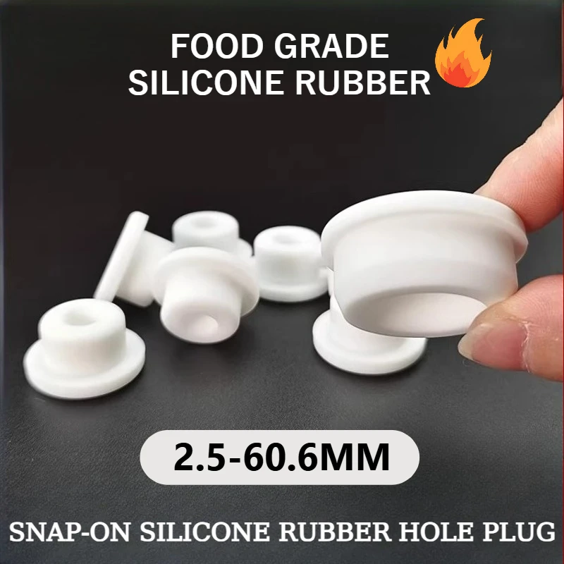 White press-fit silicone cap with T-shaped hole plug cover, blind-end tube cap, plug, sealing plug (2.5-60.6 mm)
