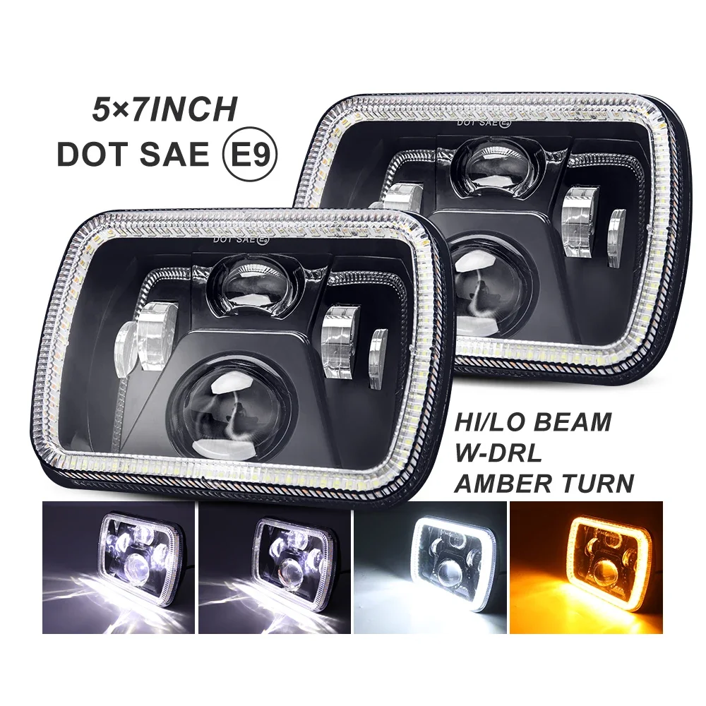 

up to date 45W 60W Rectangle 5x7 Led Headlight Led Projector Headlights Universal 6000K DRL Hi-Low Beam Led Fog/driving Lights