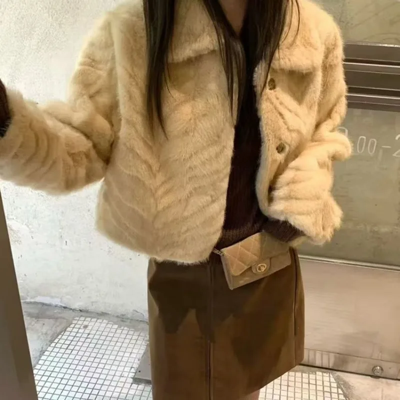 Cappotto in pelliccia di visone imitazione, giacche lunghe in pelle PU, soprabito nero, moda di strada, casual caldo, imitazione, autunno, inverno