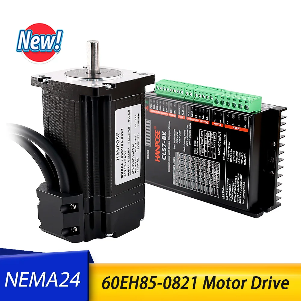 

Hybrid Step-servo motor NEMA24 Stepper Motor 4.0A 2.8N.m Loop stepper motor Driver 60EH85-0821+CL57-BK CNC Controller Kit Closed