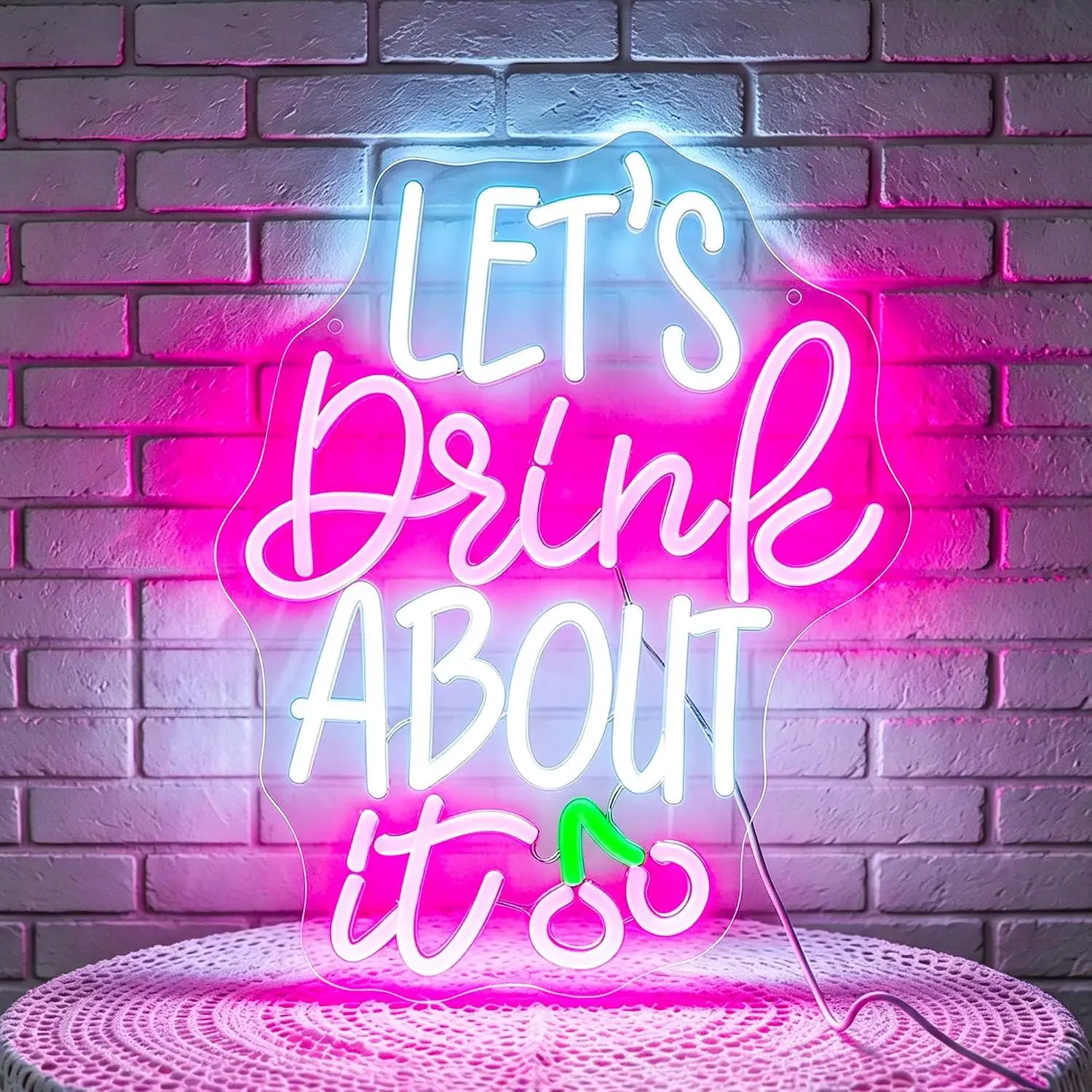 Let's Drink About It Neon Sign USB Dimmable LED Light For Home Bar Girls Bedroom Bachelorette Party Cocktail Lounge Wall Decor