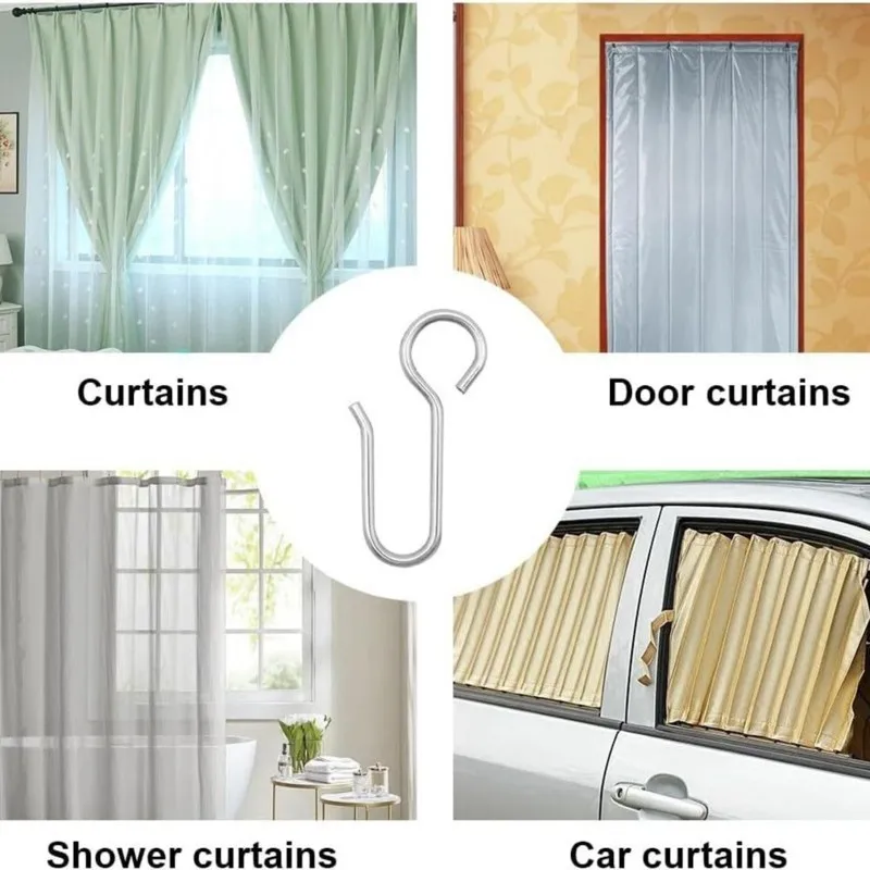 Rust-Resistant S-Shaped Curtain Hooks-Stainless Steel 80Pcs For Shower And Window Closures