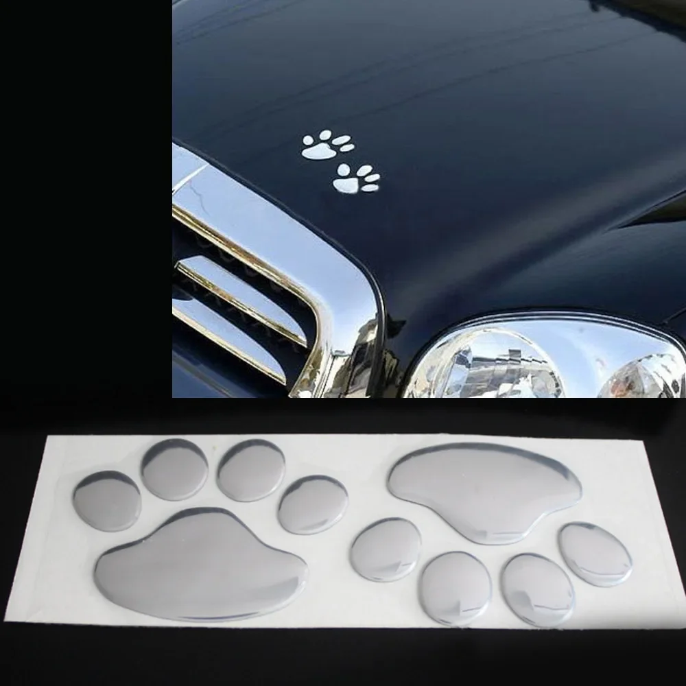 4PCS Car Cool Design Paw 3D Animal Foot Prints Sticker  Footprint Decal Car Stickers  Auto Accessories