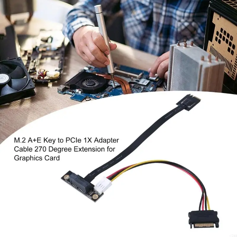 C7AB M.2 NGFF 2 Key A+E to PCIExpress 1X Extension Cable, 270 Degree Angle Support for Capture Cards and More