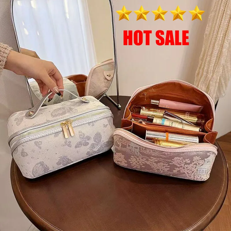 

Large Travel Cosmetic Bag for Women Leather Makeup Organizer Female Toiletry Kit Bags Make Up Case Storage Pouch Luxury Lady Box