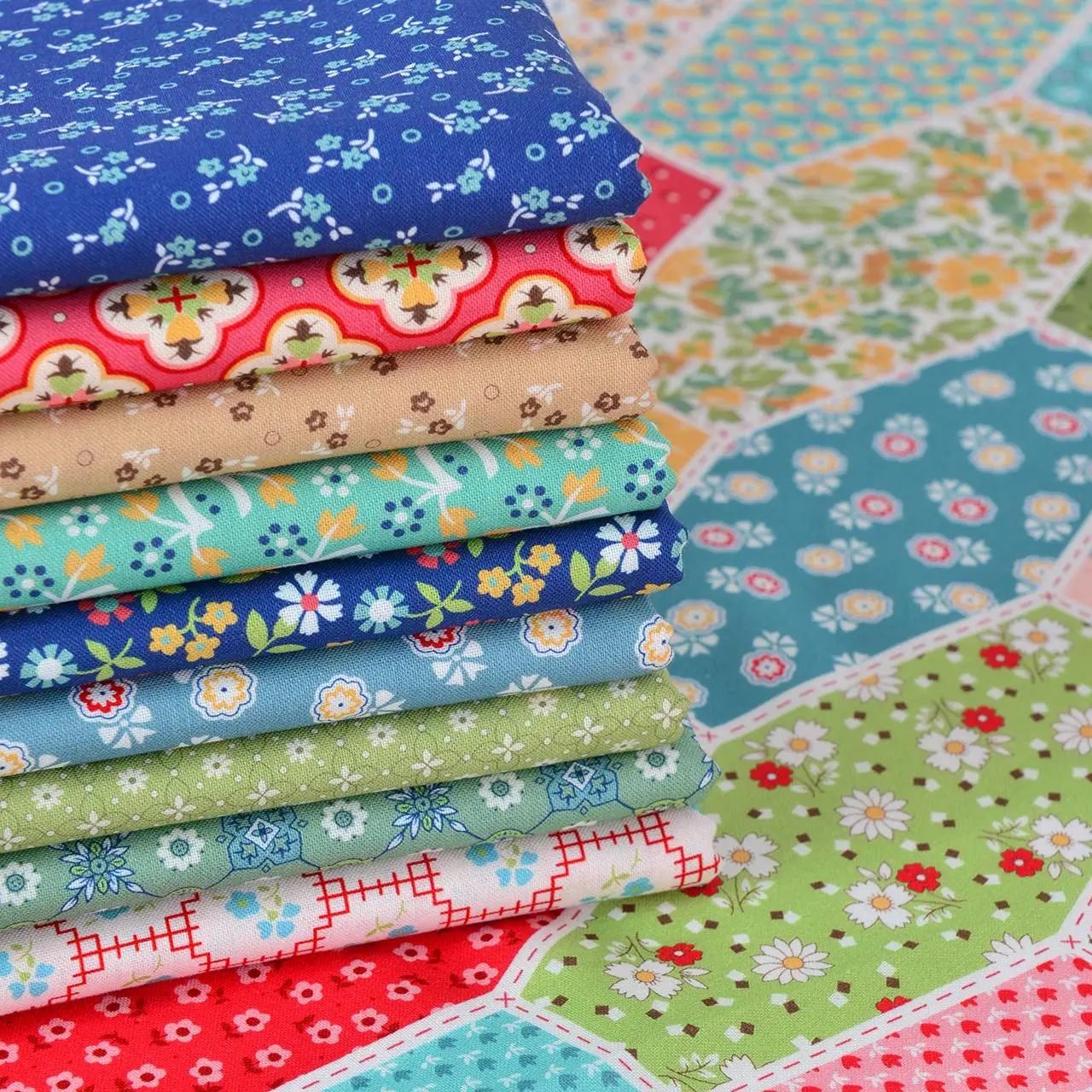 20s Thick Pure Cotton Fabric Floral Patchwork DIY Cotton Fabric Clothing Home Decor Bag Cloth, 145x50cm