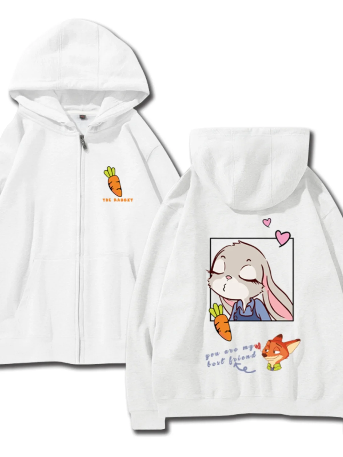 Fashion Crazy Zootopia Rabbit Judy Fox Nick Couple Sports Jacket Hoodie Women\'s Zipper cardigan Sweatshirt