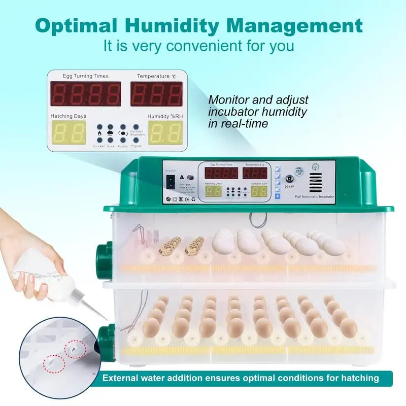 

Egg Hatching Incubator Automatic Egg Turning Humidity Monitoring Chick Hatching Incubator Temperature Control Poultry Incubators