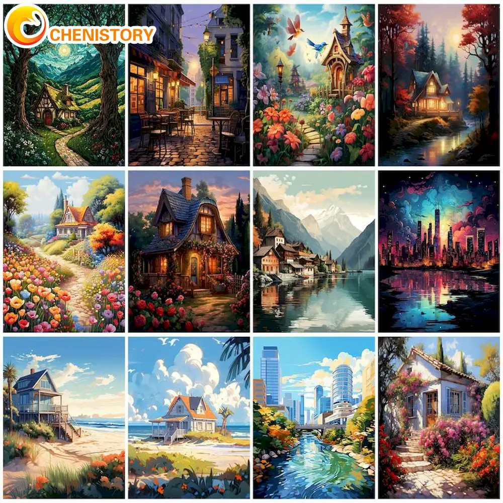 

CHENISTORY Painting By Numbers On Canvas Natural Scenery DIY Painting By Numbers Set For Home Wall Art Picture Artwork 60x75cm