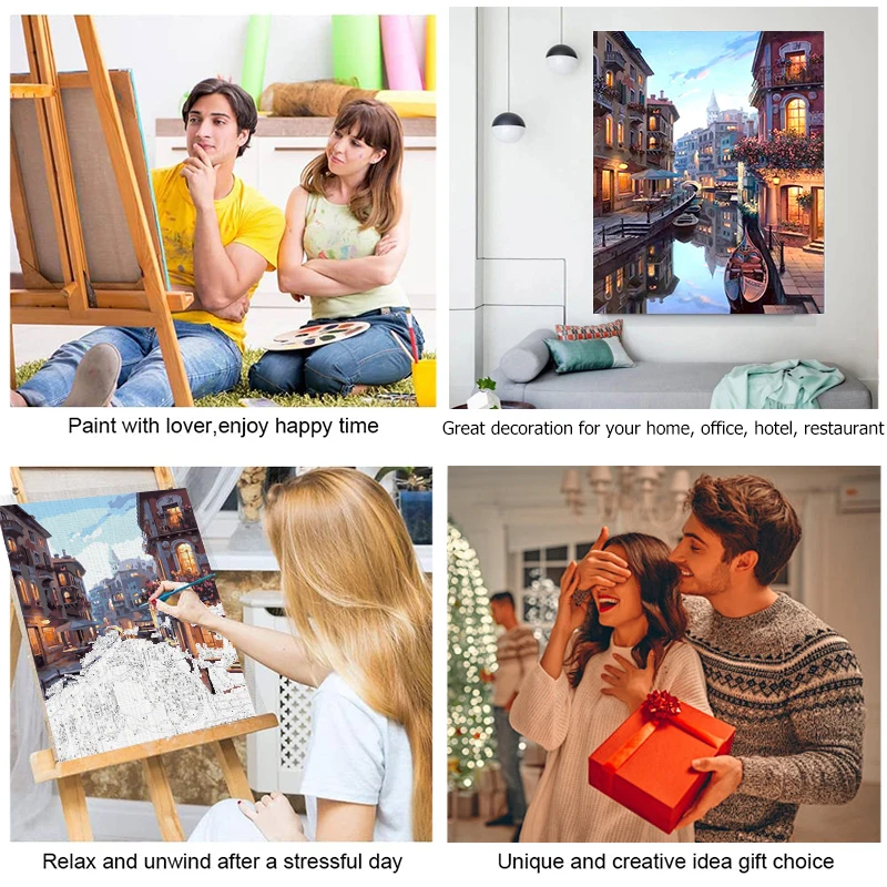 GATYZTORY الطلاء حسب الرقم المشهد الرسم على قماش رسمت باليد اللوحة الفنية هدية DIY صور حسب عدد أطقم ديكور المنزل