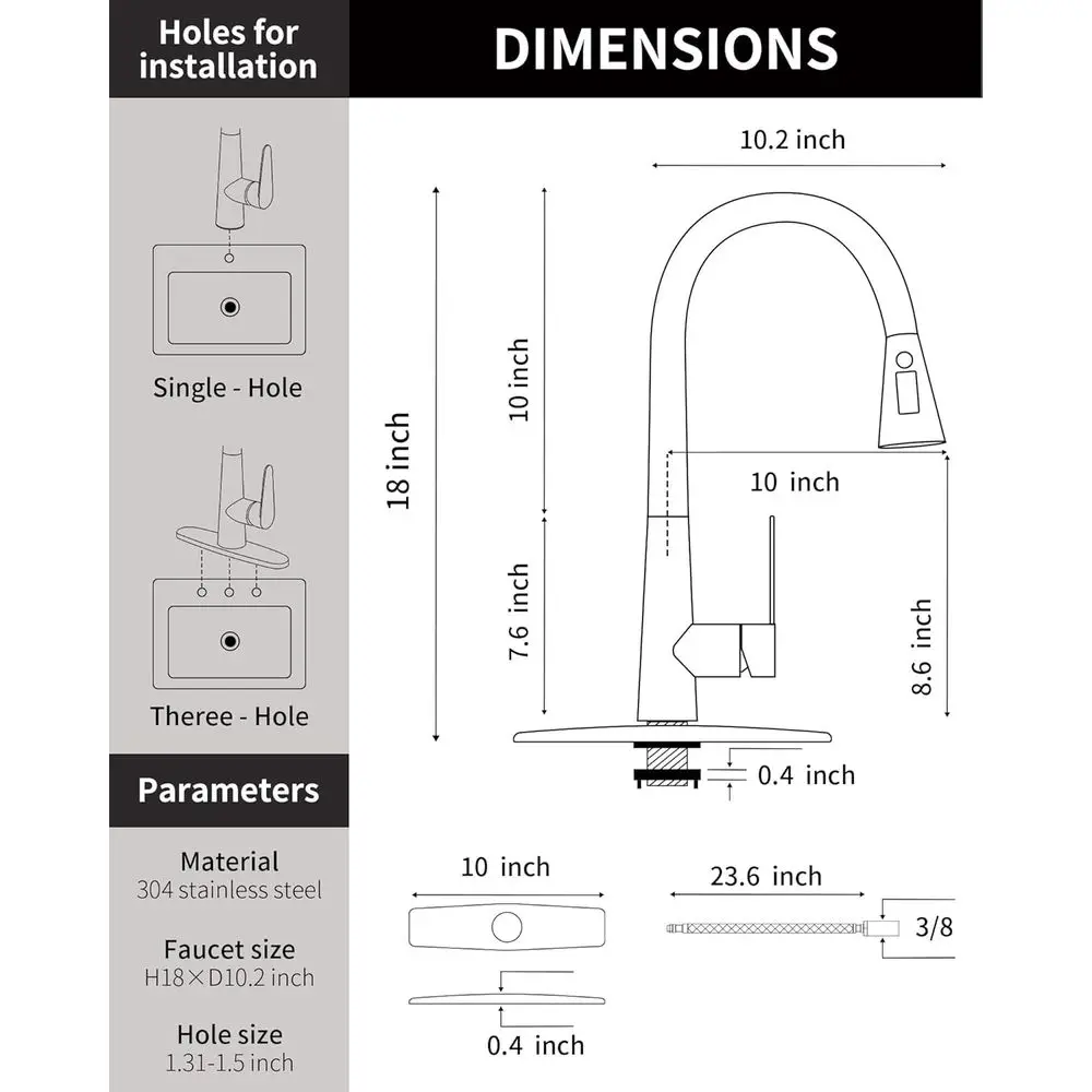 18 Pull-Down Spray Single-Handle Brushed Gold Kitchen Faucet for RV, Farmhouse Sinks, Laundry, and Bar