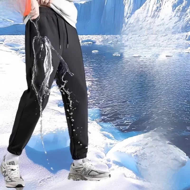 

Men's Fce Lined Windproof Warm Sports Trousers Autumn Winter Straight Leg Casual Pants Anti-bacterial Polyester Fiber