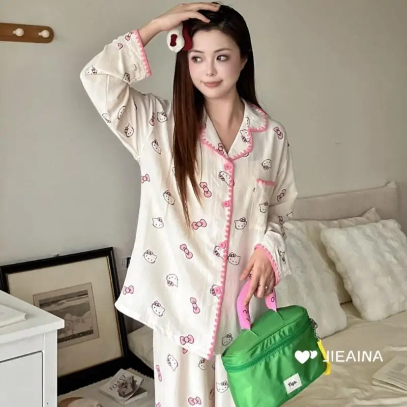 

Hot Anime Pjs Cartoon Pajamas Long-Sleeved Tops Pants Girls Princess Cartoon Children Homewear Set Comfortable skin-friendly