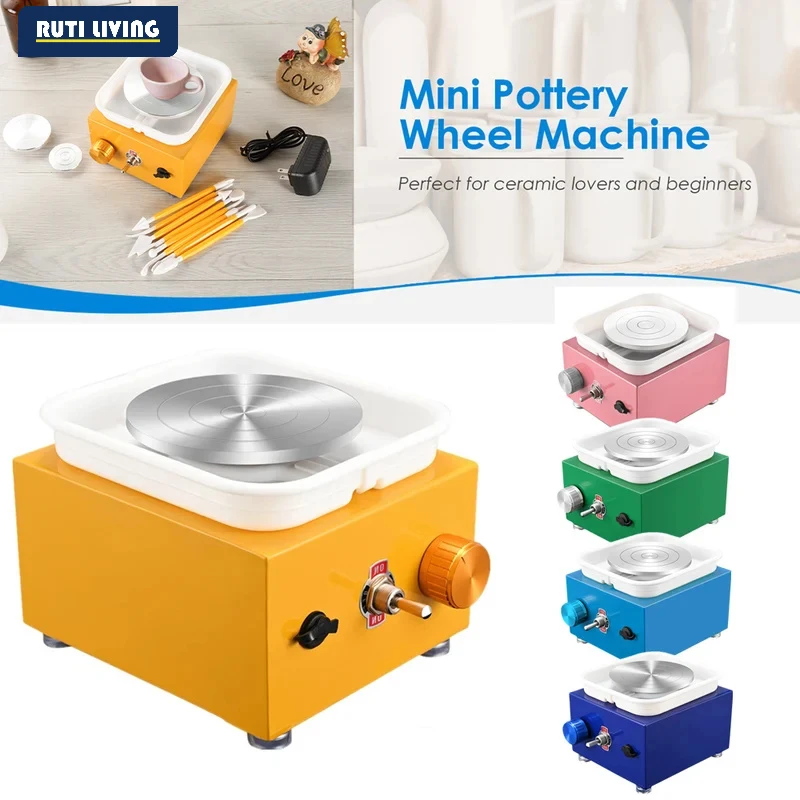 RUTI Electric Pottery Mini Pottery Forming Machine, Pottery Machine with Clay Sculpting Tools, 10CM Pottery Turntable