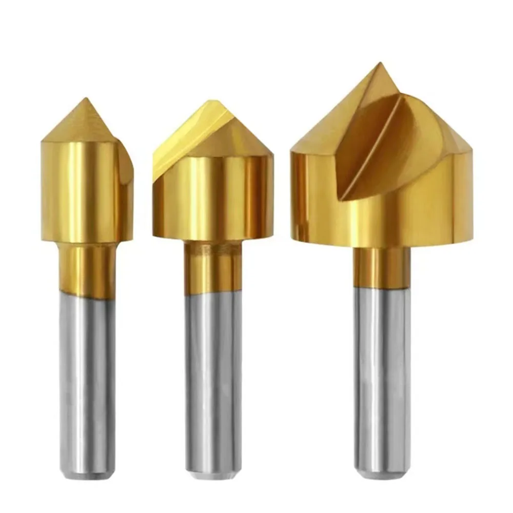 3 high-speed steel natural color oblique hole chamfering tools, internal chip removal chamfering, deburring, and countersunkin