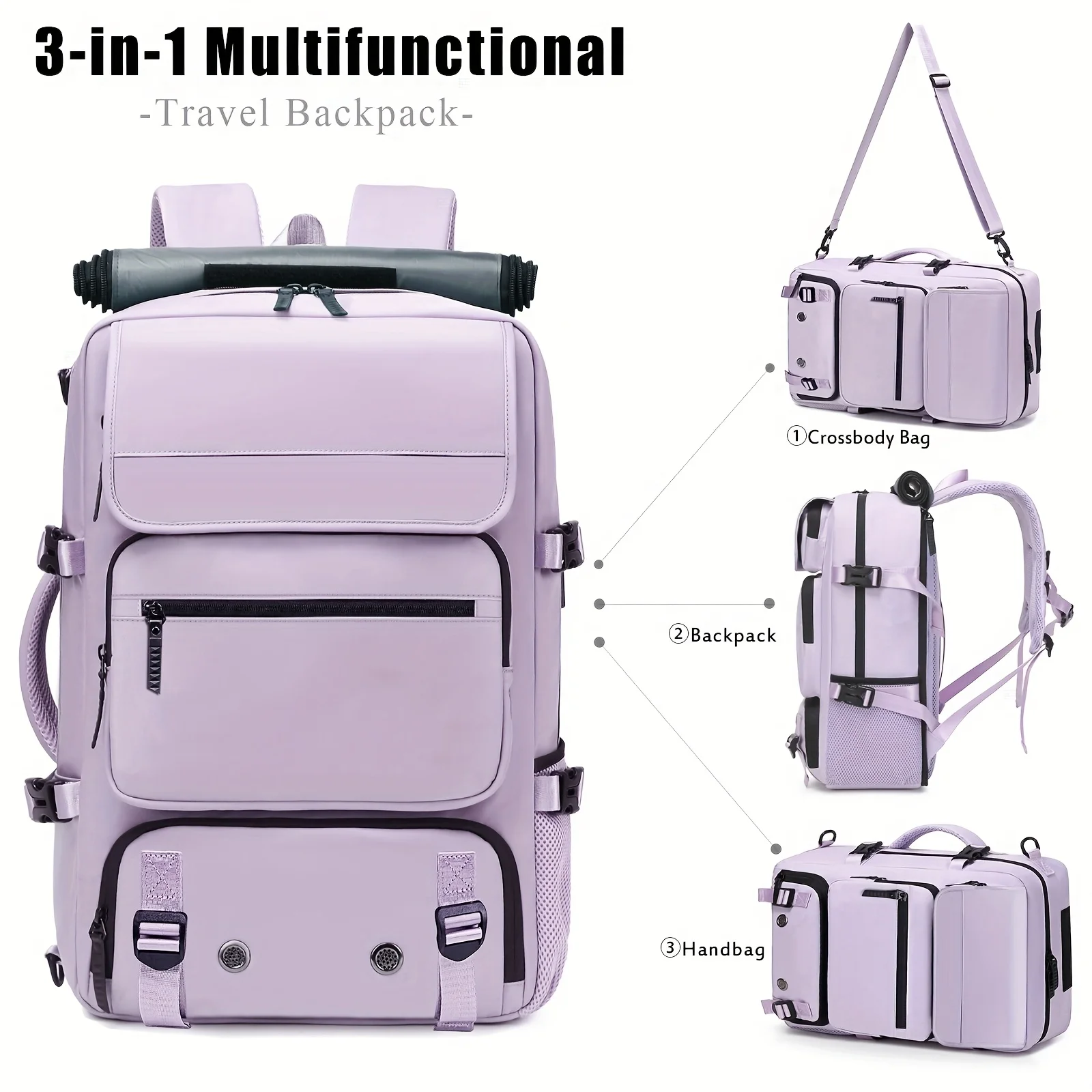 حقيبة ظهر للمشي لمسافات طويلة بسعة كبيرة للرجال والنساء، أشرطة قابلة للتعديل، مع حجرة للأحذية، مناسبة لحقيبة كتب أجهزة الكمبيوتر المحمولة مقاس 16 بوصة