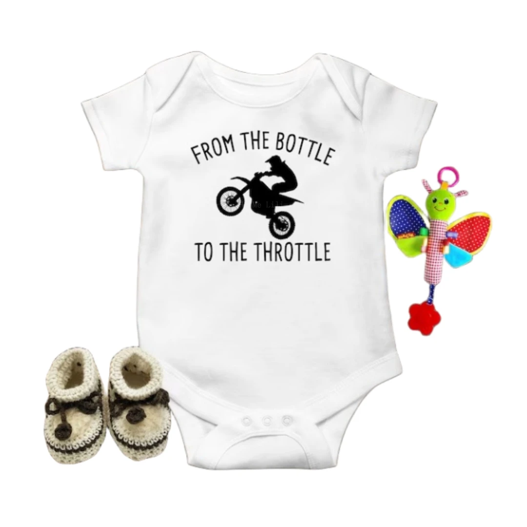 Motocross Baby Bodysuit From The Bottle To The Throttle Racing Romper Dirt Bike Funny Baby Clothes Race Baby Outfit Baby Announc