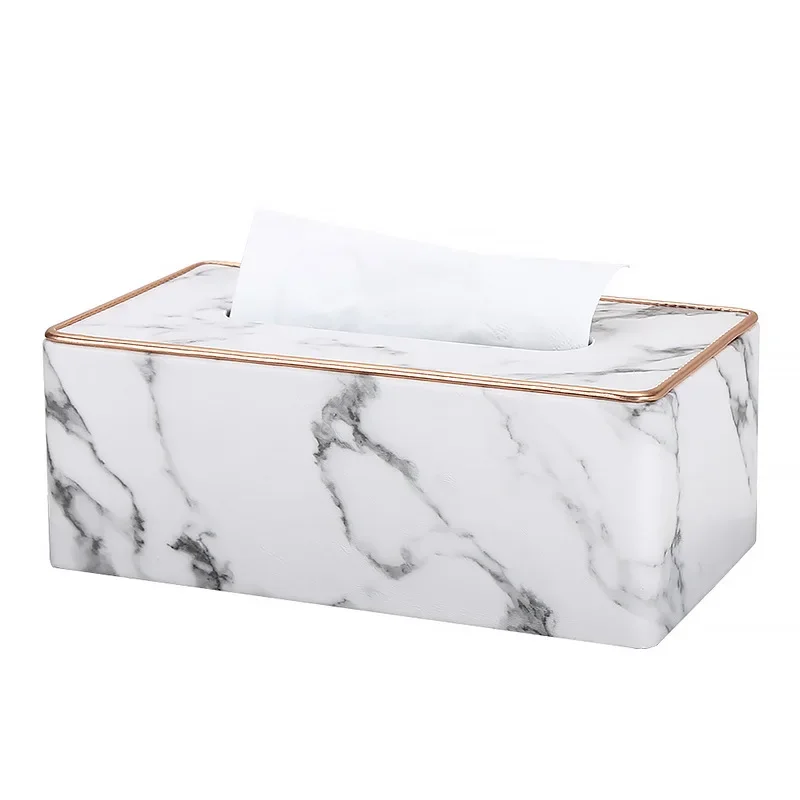 Light Luxury Paper Box Nordic Creative Leather Tissue Box Rose Gold Decoration Hotel Living Room Restaurant Home Paper Box