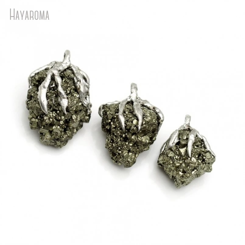 10Pcs Wholesale  Soldered Dragon Claw Free Form Nugget Handmade Jewelry Tin Pyrite Pendant PM50055