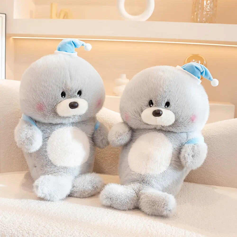 Nuovo simpatico leone marino peluche leone marino con pinguino zaino peluche cuscino confortante bambola per il sonno regalo di compleanno