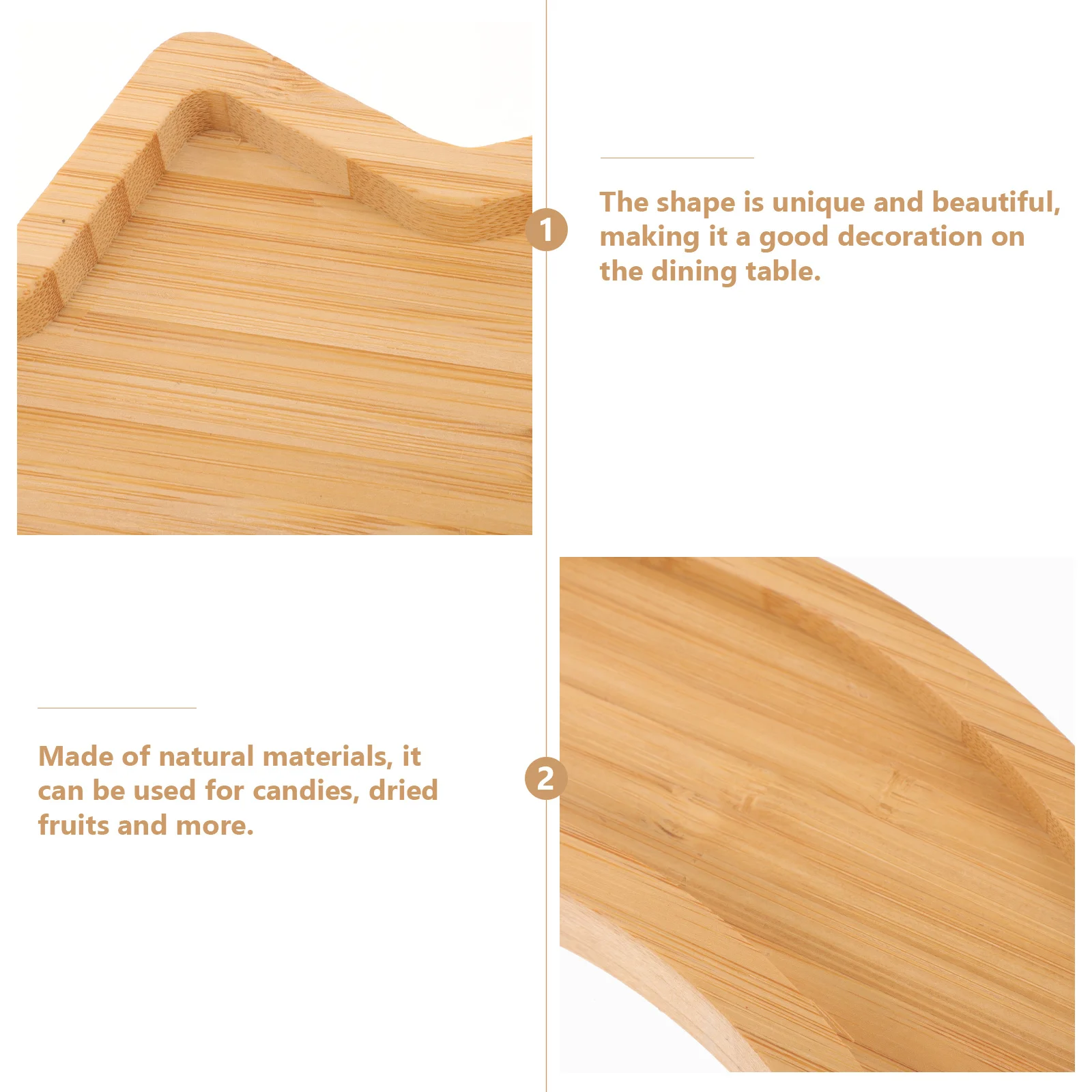 

2pcs Bamboo Fruit Large Capacity Snack Storage Platter Multi-Function Serving Tray For Home Party Holiday Guests Bamboo Food